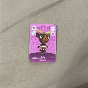 Animal Crossing Amiibo Card - Erik (Pink Background)